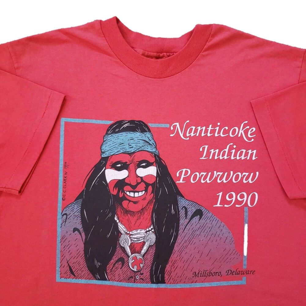 Vintage 90s Nanticoke Indian Powwow 1990 Medium Single Stitch USA Made Mens T